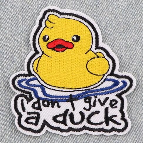 I Don't Give a Duck Rubber Ducky Duckie Toy Pun Funny Humor Joke Phrase Meme Apathy Apathetic Care Careless Free 2.8" Iron On Patch for Clothing in Saudi Arabia