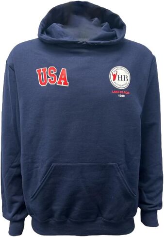 سويت شيرت بقلنسوة من Herb Brooks - خطاب مشهور عام 1980 - أداء، سريع الجفاف، قماش ماص للرطوبة - أزرق داكن - ملابس هوكي أمريكية مرخصة رسميًا - مقاس كبير للبالغين in Kuwait