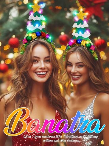 Light Up Christmas Headband LED Christmas Tree Headbands Star Xmas Holiday Hair Accessories for Women in Saudi Arabia