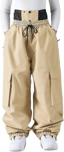 بنطال ثلج رجالي مقاوم للماء للشتاء Y2K فضفاض مقاوم للرياح فضفاض واسع الساق بنطال ثلج مع خصر قابل للتعديل in Kuwait