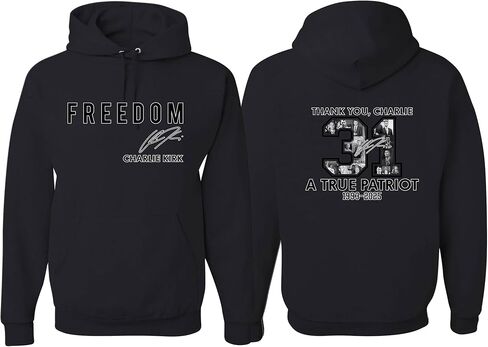 wild custom apparel Charlie Kirk Freedom Signature Front & Back Thank You 31 Freedom Sweatshirt Hoodies in Saudi Arabia