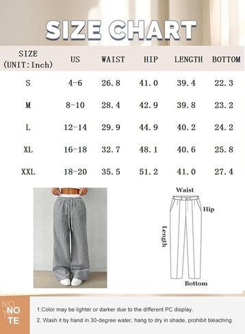 Womens Striped Pants Wide Leg Elastic High Waisted Boxer Pants Lounge Pajama Casual Trousers with Pockets Black, Small in Saudi Arabia