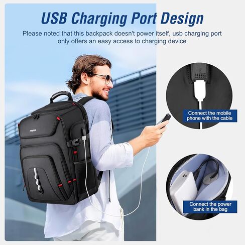 حقيبة ظهر للكمبيوتر المحمول MOSISO مقاس 18.4 بوصة مع منفذ شاحن USB، حقيبة ظهر للسفر صديقة للبيئة معتمدة من شركة الطيران، حقيبة نهارية كاجوال للأعمال والكلية والعمل حقيبة كمبيوتر كبيرة جدًا للرجال والنساء، أسود in Kuwait
