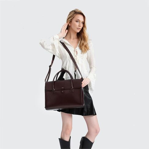 Genuine Leather laptop Briefcase: Messenger shoulder bag14 15inch men case women work satchel designer handbag in Saudi Arabia