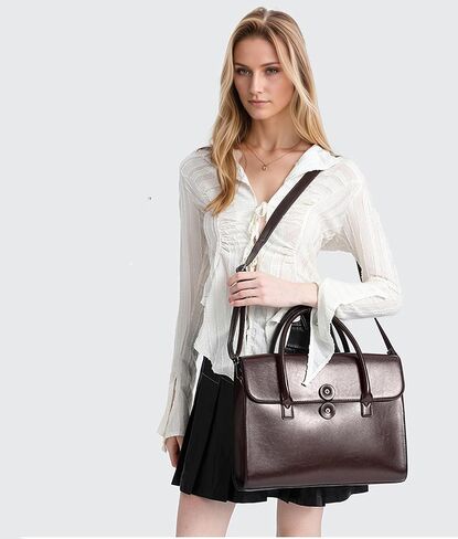 Genuine Leather laptop Briefcase: Messenger shoulder bag14 15inch men case women work satchel designer handbag in Saudi Arabia