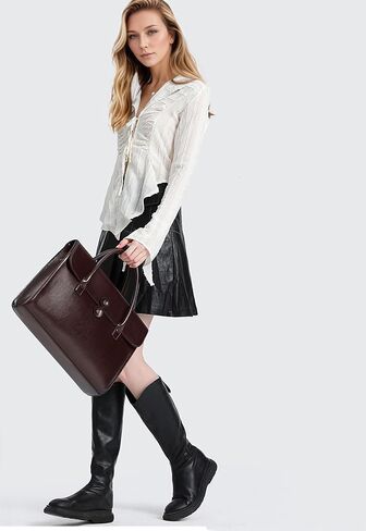 Genuine Leather laptop Briefcase: Messenger shoulder bag14 15inch men case women work satchel designer handbag in Saudi Arabia