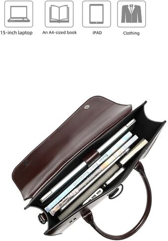 Genuine Leather laptop Briefcase: Messenger shoulder bag14 15inch men case women work satchel designer handbag in Saudi Arabia