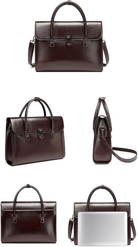 Genuine Leather laptop Briefcase: Messenger shoulder bag14 15inch men case women work satchel designer handbag in Saudi Arabia