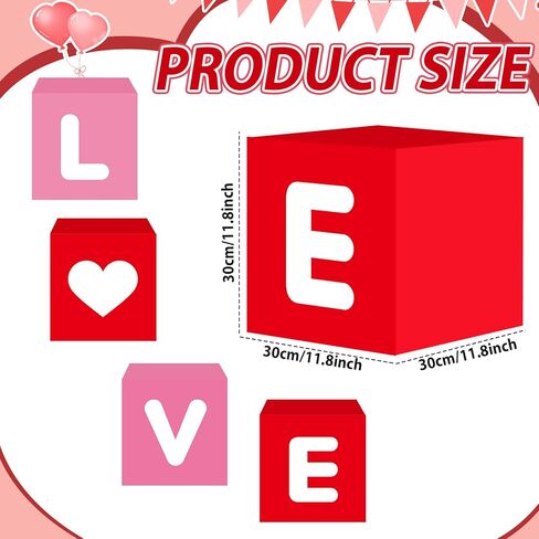 4 Pcs Valentines Day Party Decorations LOVE Theme Valentine's Day Gift Boxes Large LOVE Paper Boxes Desk Decor Valentines Parties Favor Box for Wedding Engagement Birthday Party Supplies 4 Styles in Saudi Arabia