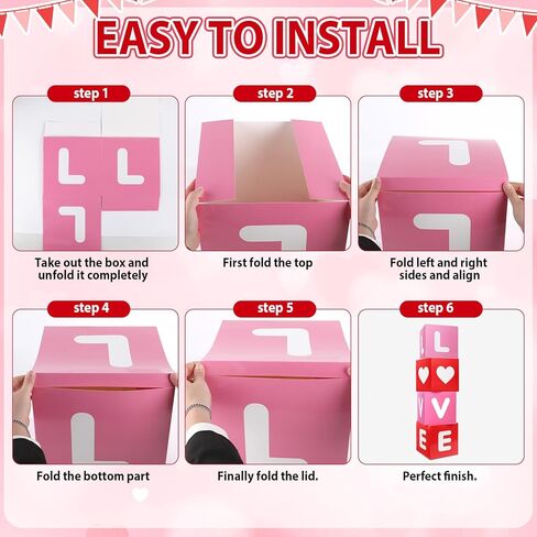 4 Pcs Valentines Day Party Decorations LOVE Theme Valentine's Day Gift Boxes Large LOVE Paper Boxes Desk Decor Valentines Parties Favor Box for Wedding Engagement Birthday Party Supplies 4 Styles in Saudi Arabia