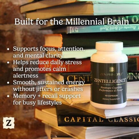 Zen Principle Zentelligence™ Focus Nootropic Supplement for Students & Professionals | Energy, Memory & Stress Support | Jitter-Free Formula with L-Theanine, Ginkgo Biloba, Huperzine A. 180 Capsules in Kuwait