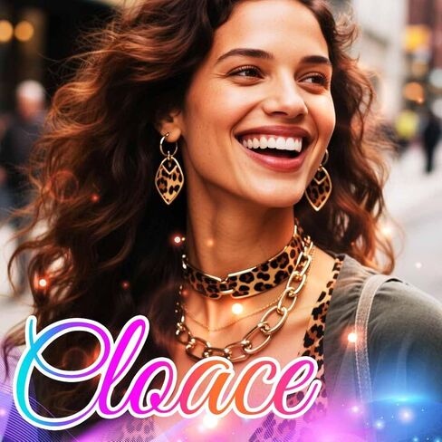 CLOACE Leopard Chunky Choker Necklace Set Thick Earring Punk Cuban Chain Jewelry Accessories for Women in Saudi Arabia