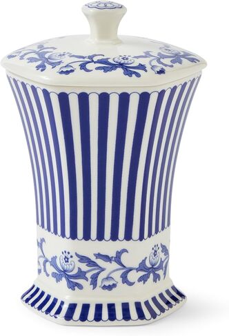 مزهرية Steccato الإيطالية باللون الأزرق من Spode، لمسة سداسية من البورسلين مقاس 5.2 بوصة مع شريط وشريط زهور - كلاسيكي باللونين الأزرق والأبيض لديكور المنزل المتوسطي المعاصر، مثالي للمعيشة وغرفة الطعام in Kuwait