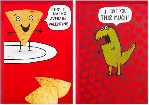 Hallmark Shoebox Pack of 2 Funny Valentines Day Cards (Dinosaur, Nachos) in Saudi Arabia
