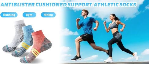 Coolmax Compression Running Gym Hiking Basketball Athletic Crew Socks AntiBlister Cushioned Support in Saudi Arabia