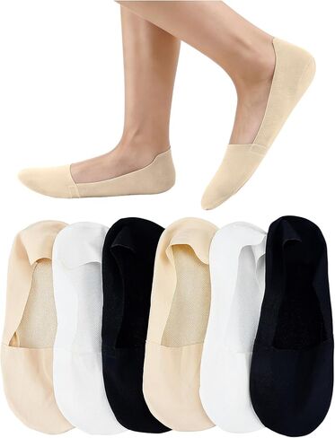 6 Pairs No Show Socks Womens Size 5-9 Low Cut Liner Nylon Non Slip Invisible Socks for Flats Loafers in Saudi Arabia