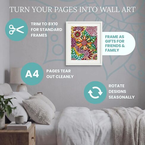 Argo Now Adult Coloring Book Spiral Bound - 40 Single Sided Drawings of Beautiful Flowers & Mandalas, with 36 Fiber Markers. A Perfect Stress Relief Coloring Book and Relaxation Gifts for Women. in Saudi Arabia