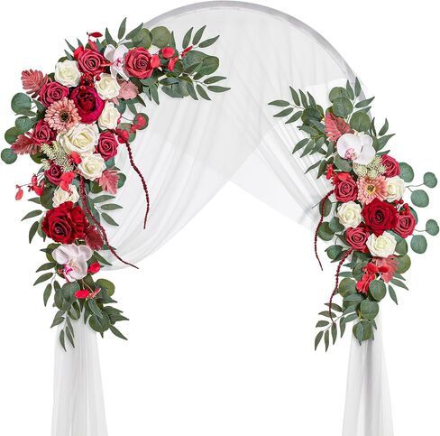 Wedding Arch Flowers, Artificial Flowers for Decoration, 2pcs Flower Swag and 1 pcs Semi-Sheer Chiffon Table Runner Swag for Beautiful Dream Wedding Ceremony Floral Decor - Pack of 3 in Kuwait
