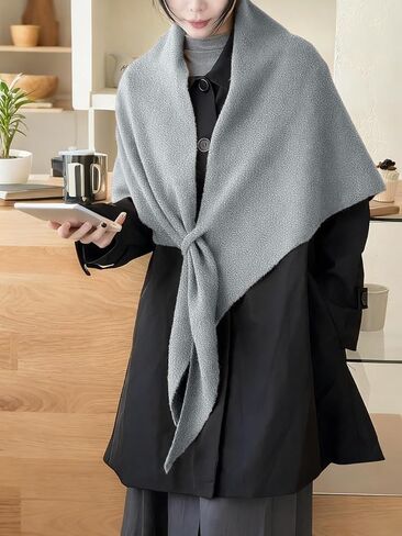 Womens Solid Color Scarf, 2025 Fashion Knitted Pashmina Shawl Wraps, Casual Soft Comfortable Sweater Shawl in Saudi Arabia