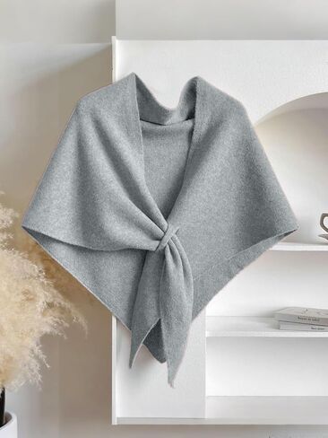Womens Solid Color Scarf, 2025 Fashion Knitted Pashmina Shawl Wraps, Casual Soft Comfortable Sweater Shawl in Saudi Arabia