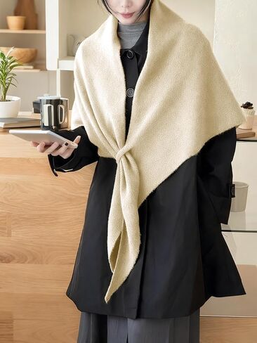 Womens Solid Color Scarf, 2025 Fashion Knitted Pashmina Shawl Wraps, Casual Soft Comfortable Sweater Shawl in Saudi Arabia