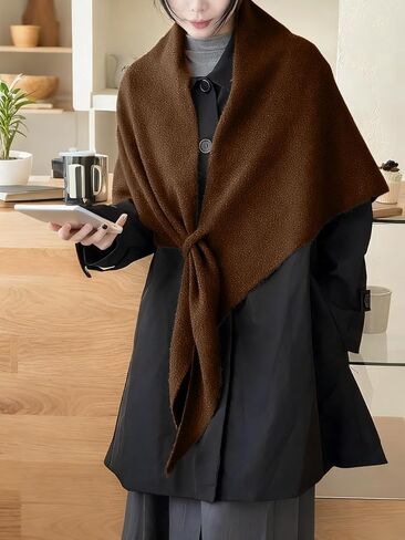 Womens Solid Color Scarf, 2025 Fashion Knitted Pashmina Shawl Wraps, Casual Soft Comfortable Sweater Shawl in Saudi Arabia