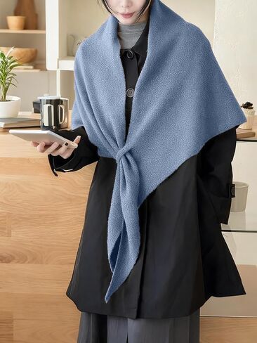 Womens Solid Color Scarf, 2025 Fashion Knitted Pashmina Shawl Wraps, Casual Soft Comfortable Sweater Shawl in Saudi Arabia