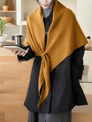 Womens Solid Color Scarf, 2025 Fashion Knitted Pashmina Shawl Wraps, Casual Soft Comfortable Sweater Shawl in Saudi Arabia