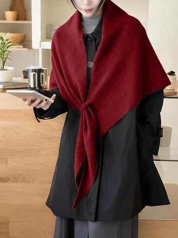 Womens Solid Color Scarf, 2025 Fashion Knitted Pashmina Shawl Wraps, Casual Soft Comfortable Sweater Shawl in Saudi Arabia