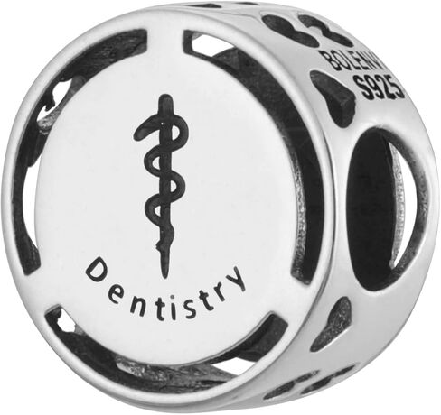 Bolenvi Jobs Career Professions Bead Charm Compatible with Pandora & Similar Bracelets, Necklaces & DIY Jewelry - Authentic 925 Sterling Silver Charm (Dentistry Dentist) in Saudi Arabia