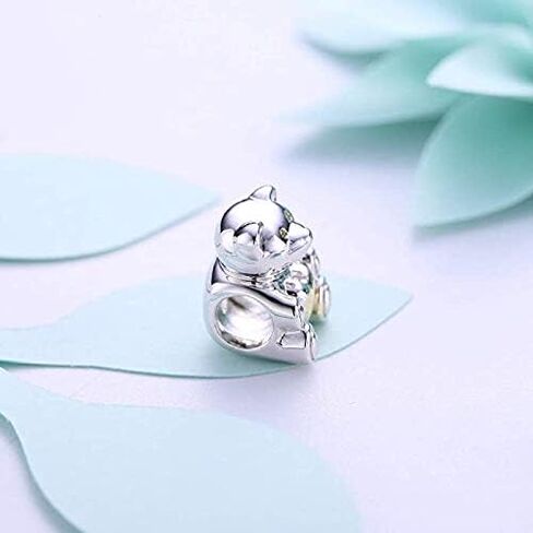 BOLENVI Gold Heart Teddy Bear 925 Sterling Silver Pendant Charm Bead For Pandora & Similar Charm Bracelets or Necklaces in Saudi Arabia