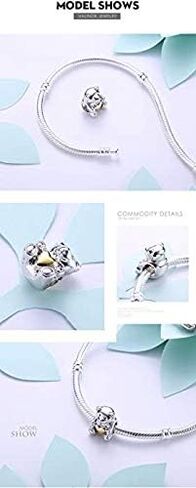 BOLENVI Gold Heart Teddy Bear 925 Sterling Silver Pendant Charm Bead For Pandora & Similar Charm Bracelets or Necklaces in Saudi Arabia