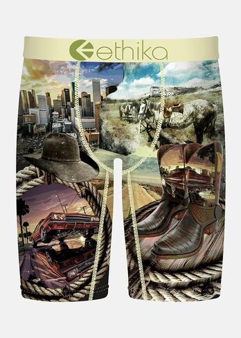 ملابس داخلية بوكسر للرجال من Ethika، طول الركبة، ملابس داخلية قابلة للتمدد في 4 اتجاهات مع مطبوعات جرافيك - H'Than in Saudi Arabia