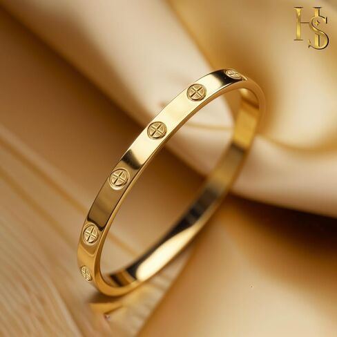 HighSpark Gold Bracelets for Women | 18K Gold Plated Stainless Steel Friendship Love Bangle Bracelet for Women | Lovely Gift in Saudi Arabia