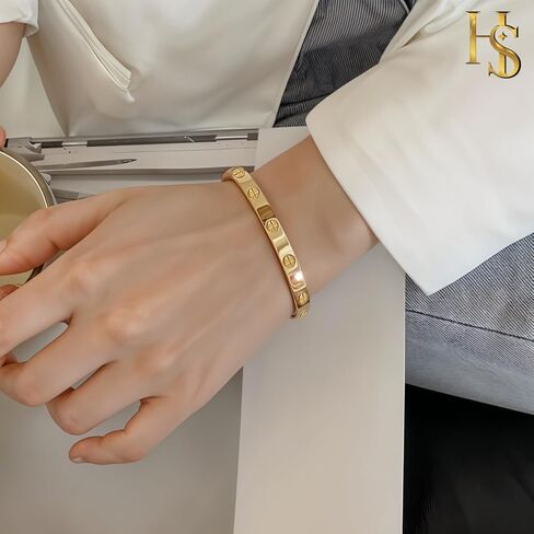 HighSpark Gold Bracelets for Women | 18K Gold Plated Stainless Steel Friendship Love Bangle Bracelet for Women | Lovely Gift in Saudi Arabia
