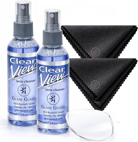 Glare Guard Clear View Lens Cleaner, Anti-Streak Glasses Cleaner, Anti-Glare Pro-Grade Reading Glass Eyeglass Spray, Alcohol-Free Sunglass Solution, Static Screen Clean, Fog Camera No Scratch 4oz in Saudi Arabia