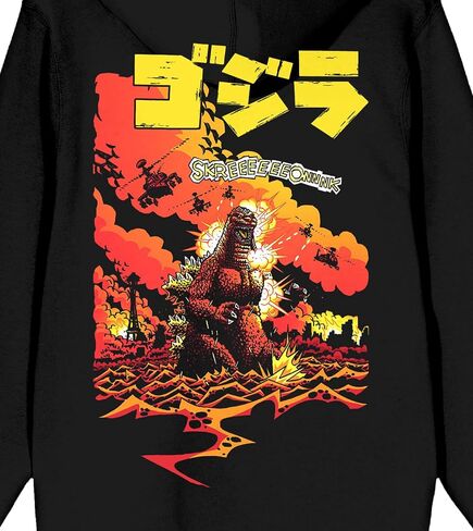 Bioworld Godzilla Classic Kanji Poster Art Men’s Black Long Sleeve Hoodie Sweatshirt in Saudi Arabia