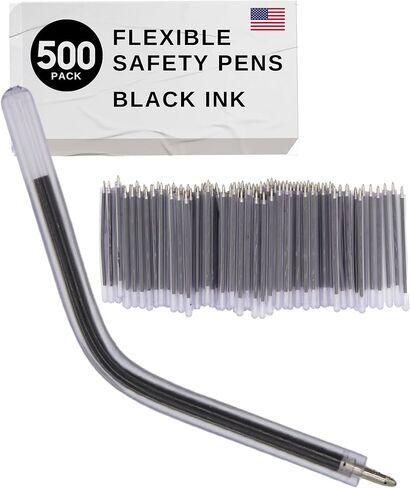 Flexible Safety Pens | 100 Pack of Mental Health Pens | Pen for Mental Health Hospital Pen, Jail Pens, and Prison Pens | Super Bendable Pens | Black Ink | 3.8 In Bendable Pen for Hospitals and Health in Kuwait
