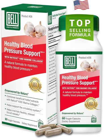 Bell Healthy Blood Pressure Support™ Unique Blend - Natural Blend of Green Coffee Bean Extract, Garlic & Celery Seed Extract Blood Pressure Supplements - 2 Pack of 60 Capsules Each, Vegan, Non-GMO in Saudi Arabia