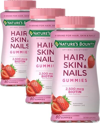 Nature's Bounty Optimal Solutions Gummies with Biotin, Strawberry, 200 Count in Kuwait