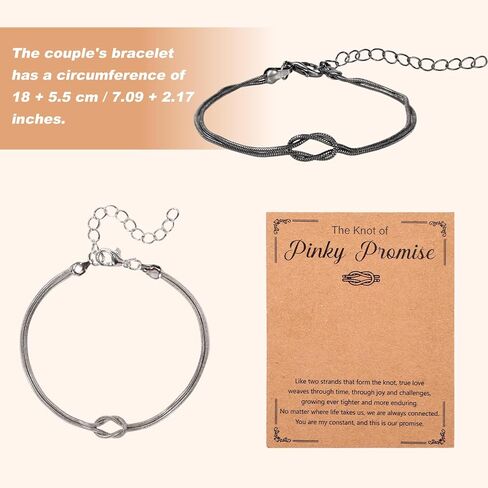 2pcs Matching Couples Bracelets, Adjustable Love Knot Bracelets Friendship His and Hers Boyfriend Girlfriend Jewelry Anniversary Birthday Valentine’s Day Gifts Ideal for Men Women in Saudi Arabia