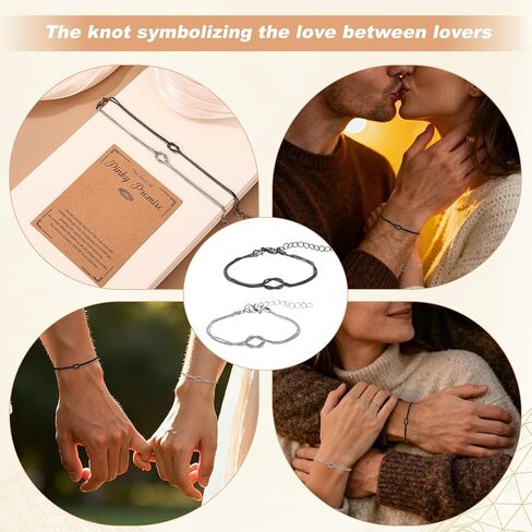 2pcs Matching Couples Bracelets, Adjustable Love Knot Bracelets Friendship His and Hers Boyfriend Girlfriend Jewelry Anniversary Birthday Valentine’s Day Gifts Ideal for Men Women in Saudi Arabia