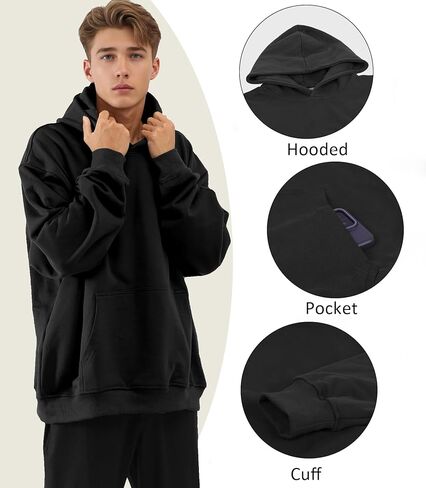 Hoodies for Men & Women Winter Warm Heavyweight Pullover Cotton Blend Oversized Sweatshirt with Kangaroo Pocket in Saudi Arabia