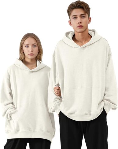 Hoodies for Men & Women Winter Warm Heavyweight Pullover Cotton Blend Oversized Sweatshirt with Kangaroo Pocket in Saudi Arabia