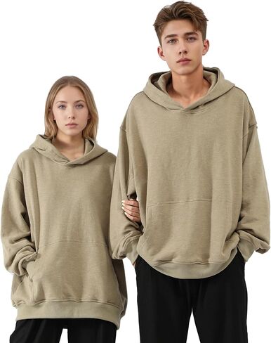 Hoodies for Men & Women Winter Warm Heavyweight Pullover Cotton Blend Oversized Sweatshirt with Kangaroo Pocket in Saudi Arabia