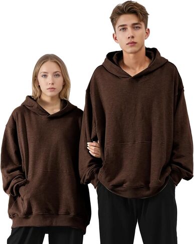 Hoodies for Men & Women Winter Warm Heavyweight Pullover Cotton Blend Oversized Sweatshirt with Kangaroo Pocket in Saudi Arabia