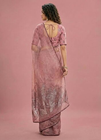Women's Pure Tissue Cotton Sequence Embroidery Saree With Unstitched Blouse Piece in Saudi Arabia