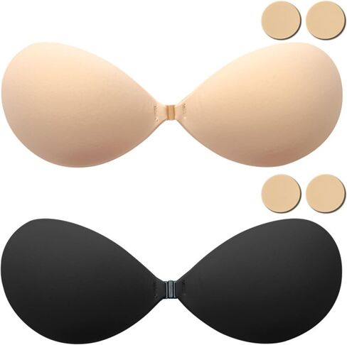 Sticky Bra Push Up for Women 2 Pairs Invisible Silicone Adhesive Bra for Backless Dress,Reusable in Saudi Arabia