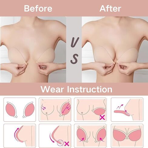 Sticky Bra Push Up for Women 2 Pairs Invisible Silicone Adhesive Bra for Backless Dress,Reusable in Saudi Arabia