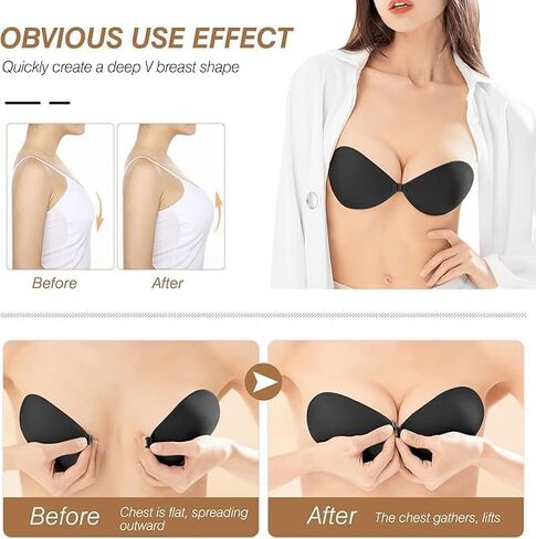 Sticky Bra Push Up for Women 2 Pairs Invisible Silicone Adhesive Bra for Backless Dress,Reusable in Saudi Arabia